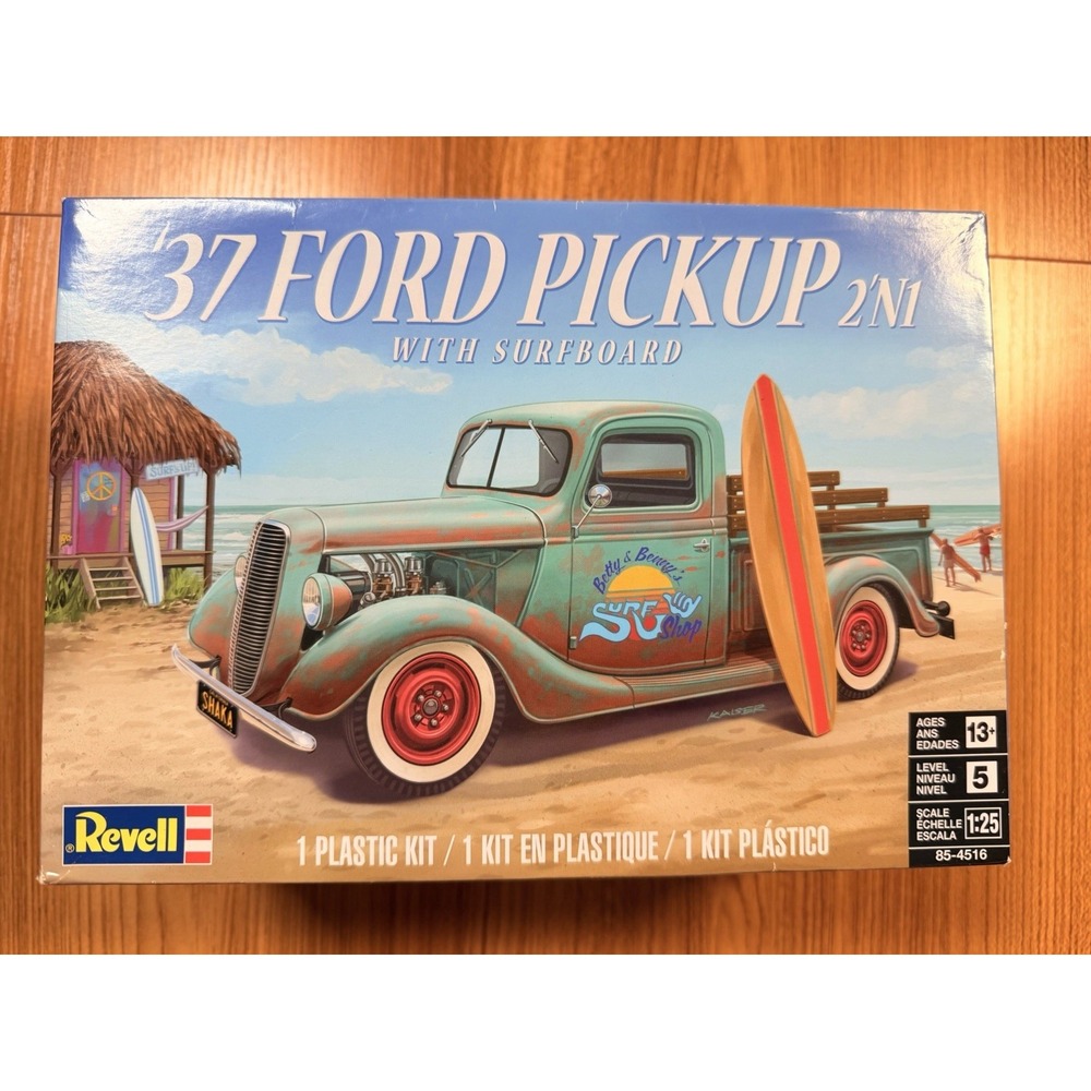 Revell '37 Ford Pickup 2'N1 with Surfboard 1:25 Scale Model Kit 85-4516 Started